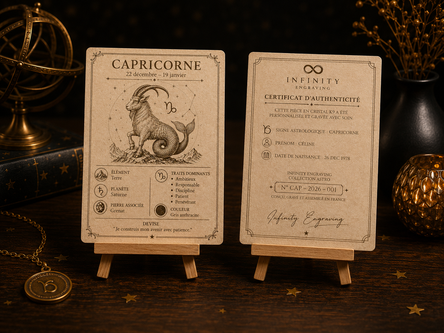 Cristal K9 personnalisé – Signe astrologique Capricorne – Image 4