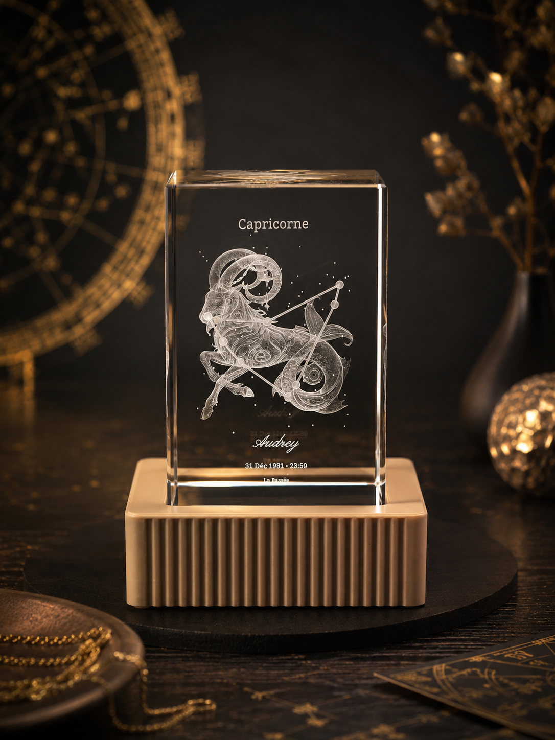 Cristal K9 personnalisé Capricorne