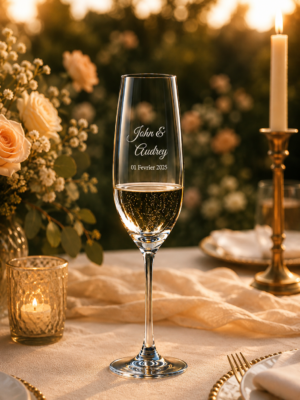 Flûte à champagne gravée personnalisée pour couple