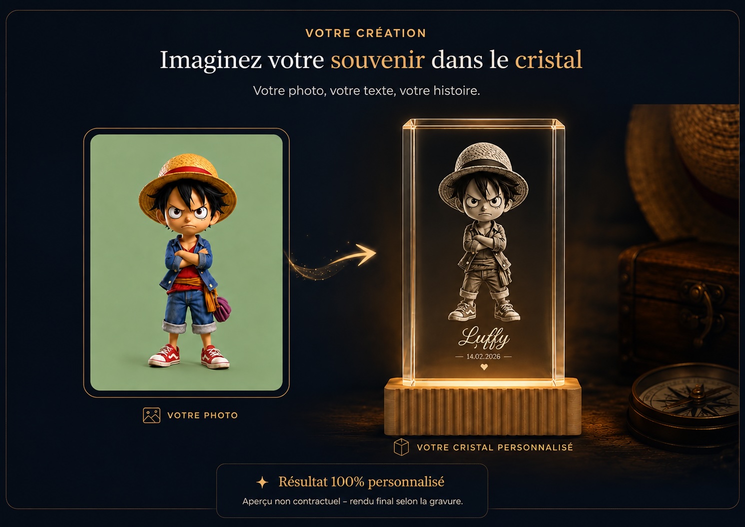 Création d’un cristal K9 3D personnalisé à partir d’une photo